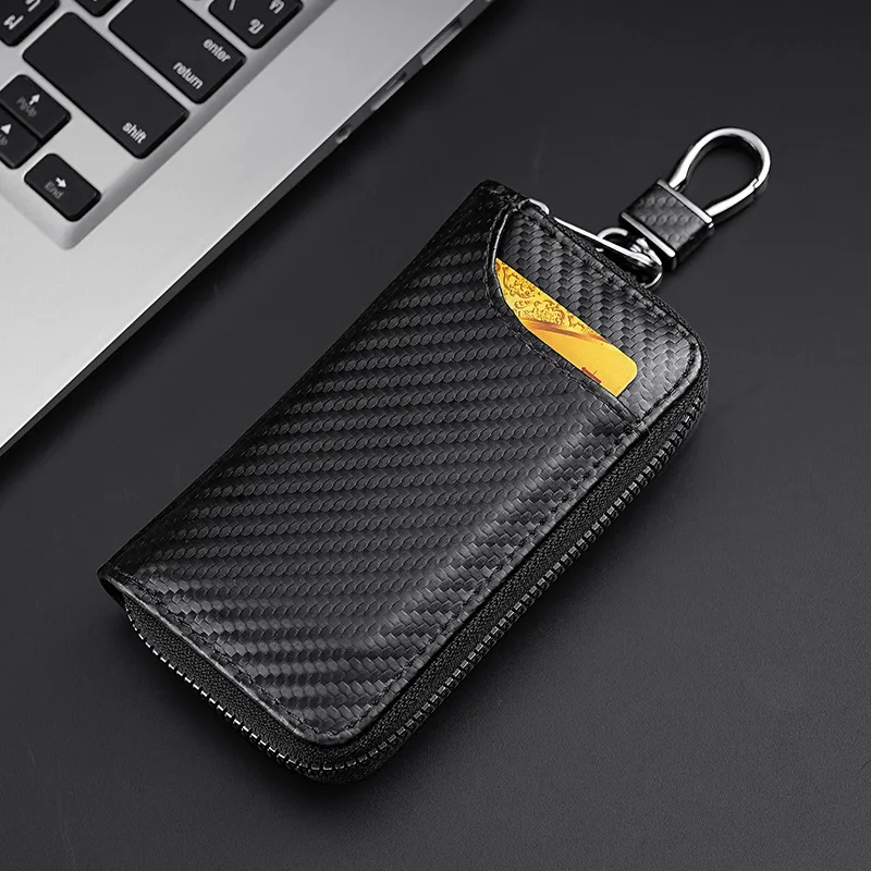 

Carbon Fiber Fabric Keychain Unisex Key Bag Multifunction Organizer Wallet Holder Smart Housekeeper Car Small Case Keys Pouch