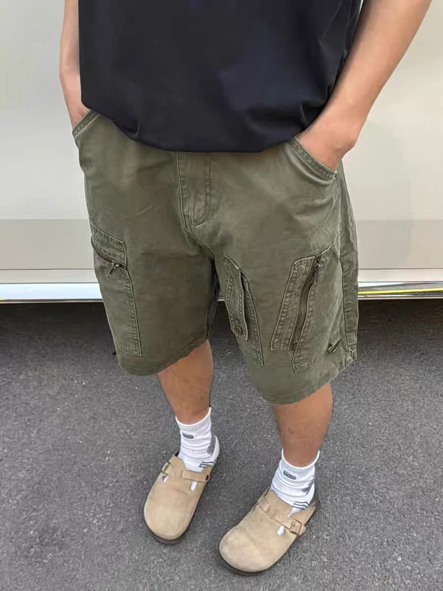 

American Retro Waed Five ket Adjustable Waist Belt Design Casual Loose orts Men Women Summer Leisure Faion orts