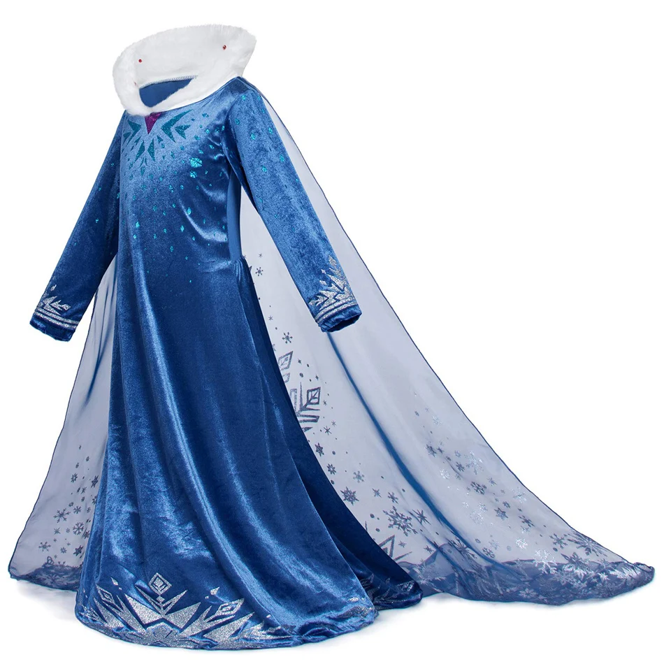 Elsa Dress Snow Queen Cosplay Princess Costume Girls Long Sleeve Winter Outfits Christmas Halloween Party Deluxe Kids Clothes