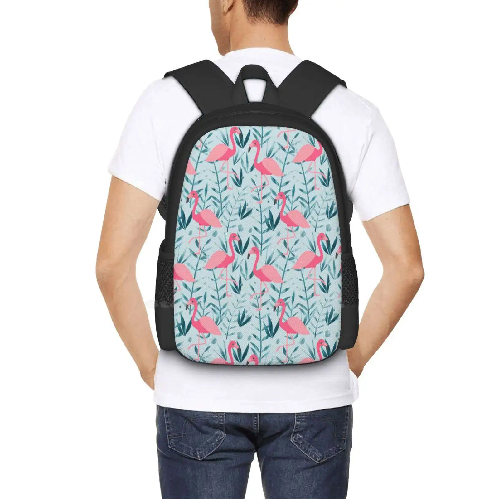 Flamingo Fever-mochila escolar con diseño de pájaros, bolso de moda, flores, flamencos, ilustración de Mima, gran oferta