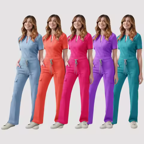 New Scrubs Uniform Multi Short Sleeve Tops Pants Hospital Set Women Pet Shop Doctor Scrub Medical Surgery Workwear Scrub Suit