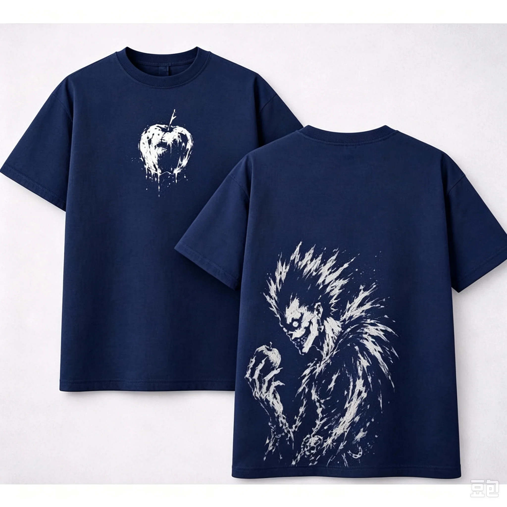 DEATH NOTE Ryuk Anime T‑Shirt Vintage Dark Drip Apple Print Oversized Unisex Crewneck Short Sleeve Otaku Casual Streetwear Tops