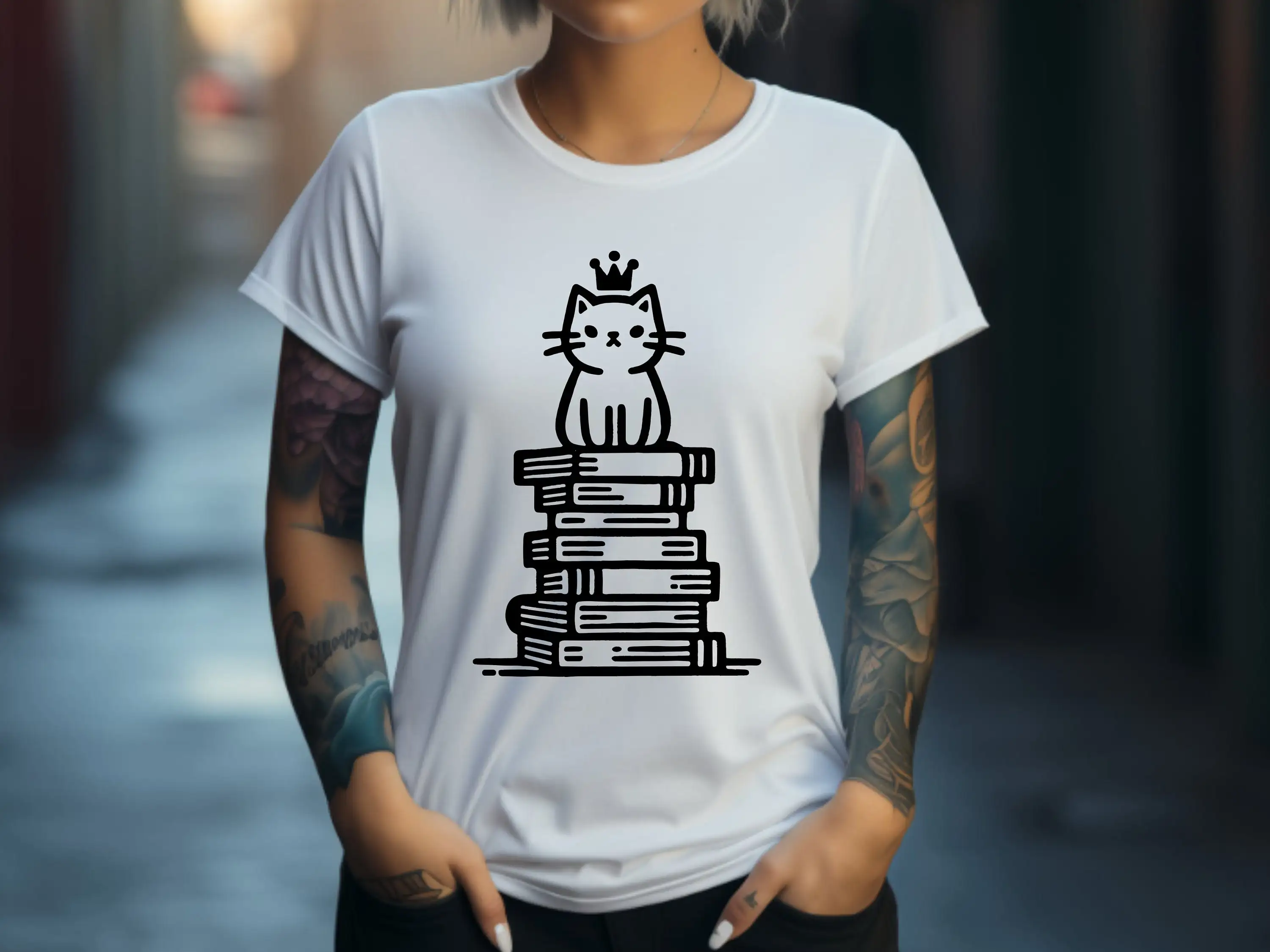 Cat T Shirt Lover Book Owner Reading Bookworm Queen Feline