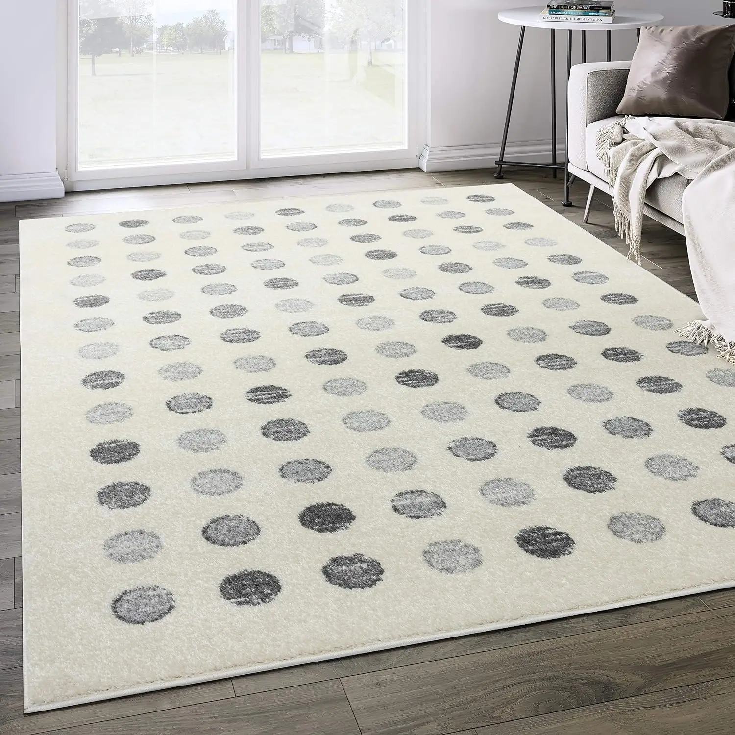 Polka Dot Washable Area Rug, Decorative Floor Carpet for Kids Room, Bedroom, Playroom and Classroom Home Decoration