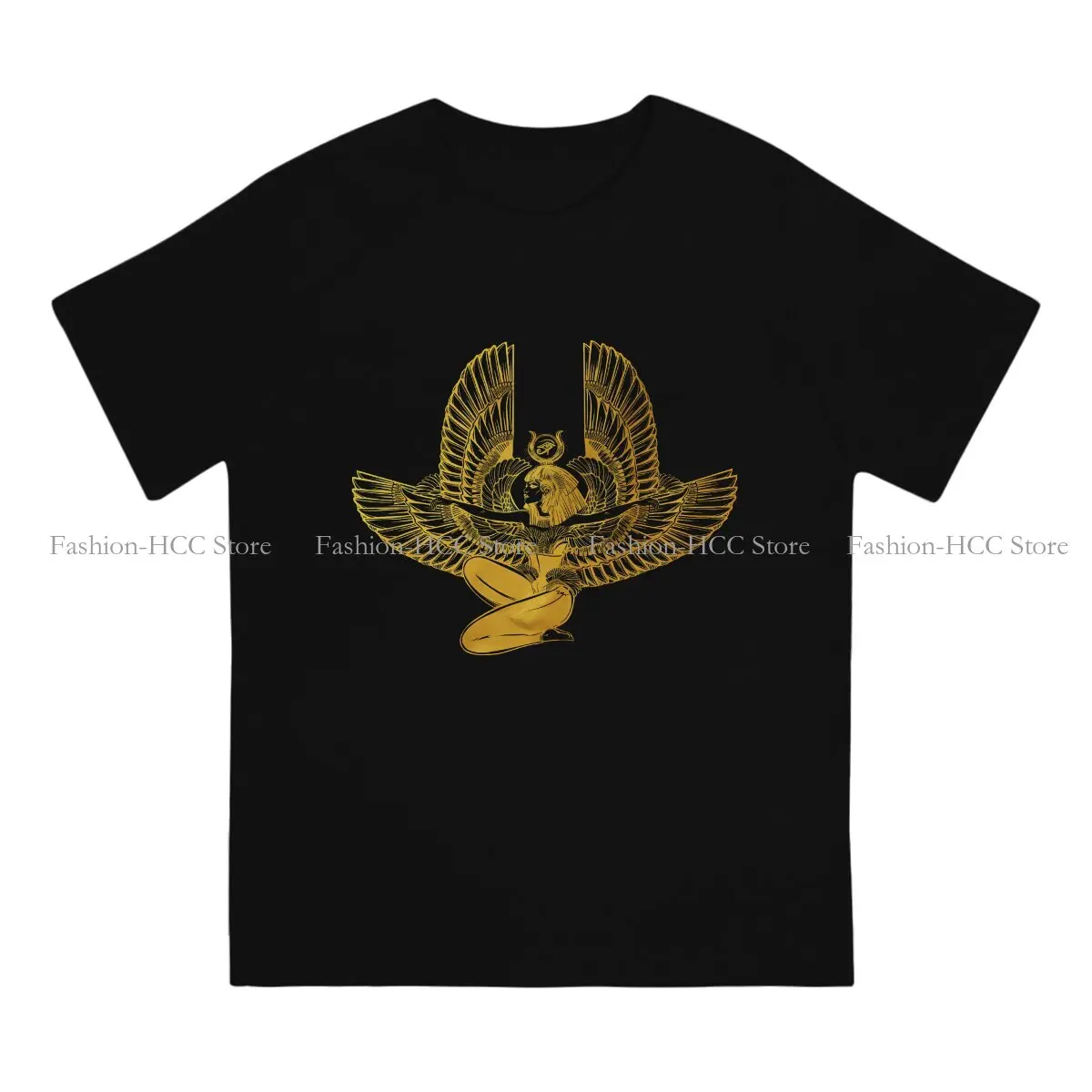 ISIS Goddess Golden Harajuku Polyester TShirt Ancient Egypt Egyptian Style Streetwear Casual T Shirt Men Tee