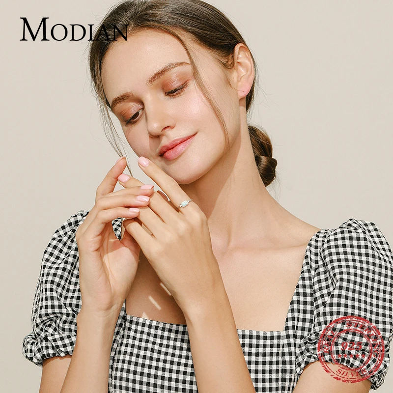 MODIAN Real 925 Sterling Silver Fantastic Natural Opals Finger Rings For Women Wedding Anniversary Jewelry Fine Accessories Anel