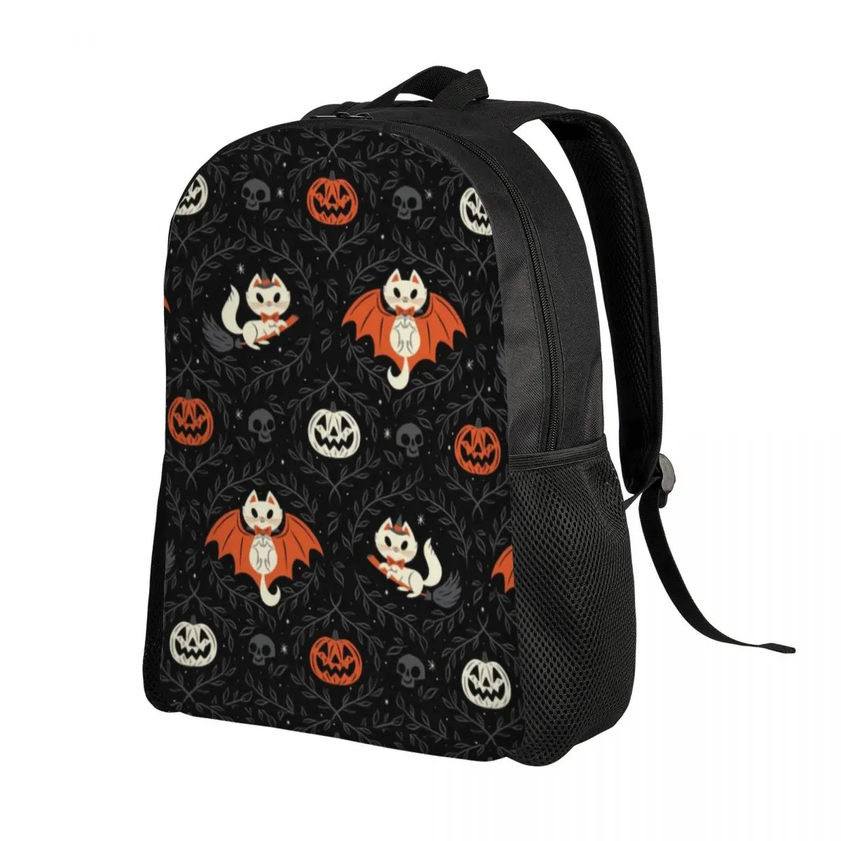 Mochila de viaje de gatitos escalofriantes para hombres y mujeres, bolsa de libros para computadora escolar, Halloween, bruja, gato, bolsas de día para estudiantes universitarios