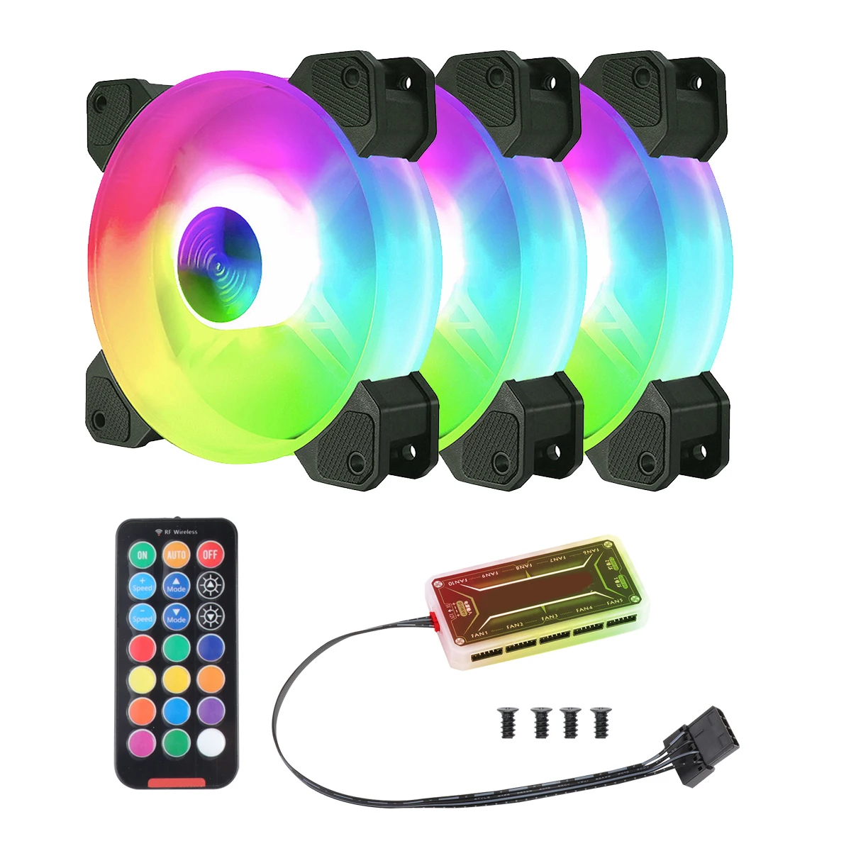 

3pcs Adjustable Computer Cooling Fan Quiet RGB Fan PC Case Fan Cooler RGB Cooler Fans for Computer Cooler with Standard Co