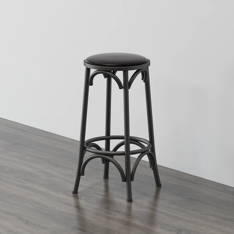 Thickened and durable Nordic wrought iron chair Simple home bar stool High stool high chair Round stool