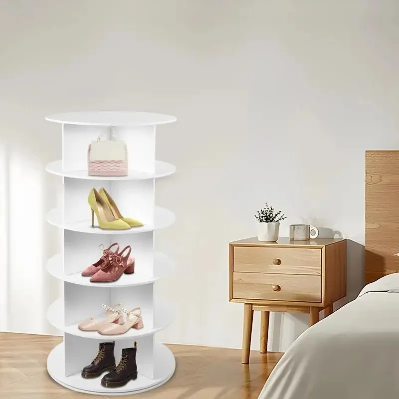 

5-Tier Rotating Shoe Storage Shelf, Shoe Organizer Tower, Round Shoe Rack for Closet and Entryway