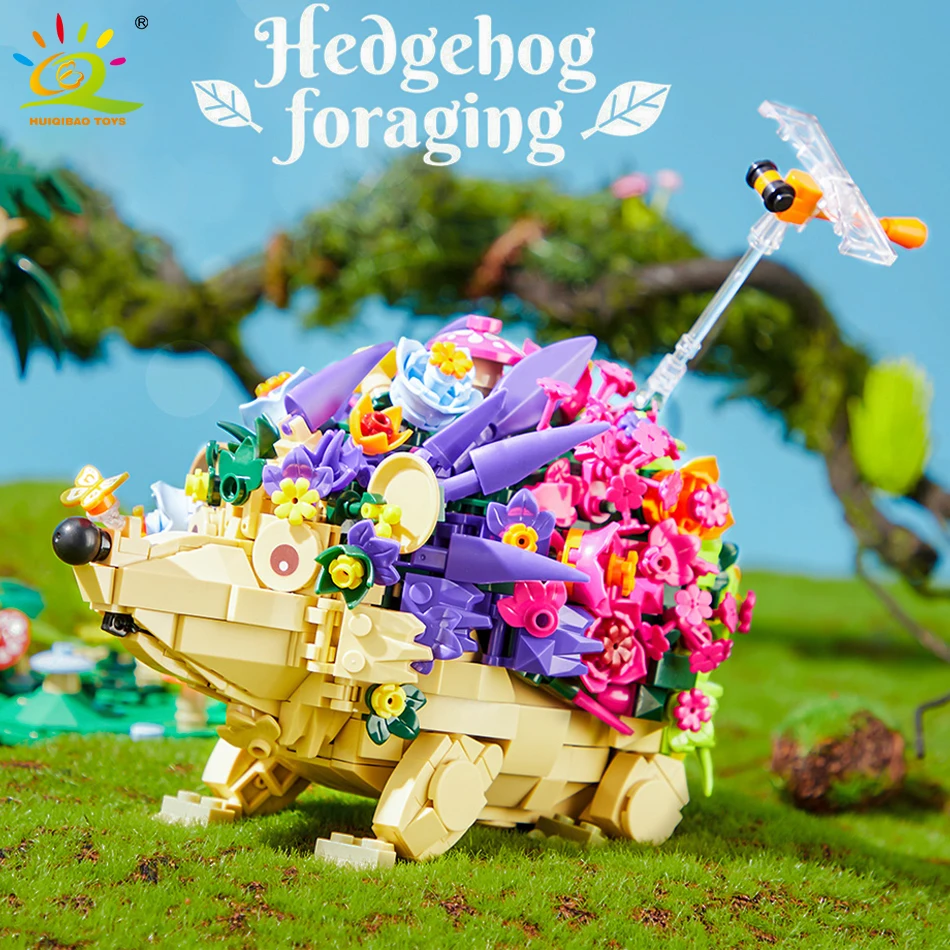 Huiqibao Moc Blume Igel Modell Baustein Fliege Biene Tiere Dekoration Stadt Bau Spielzeug Kinder Erwachsenen romantisches Geschenk