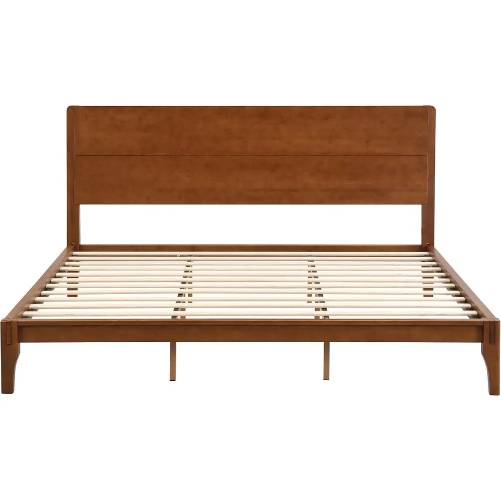 King-Size Bamboo Platform Bed - Century Style with Tall Headboard, Solid Eco-Friendly Frame, No Box Spring Required, Easy Assemb image 6