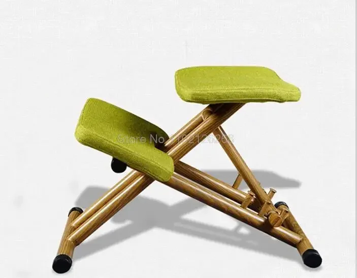 Ergonomically Designed Kneeling Chair Green Fabric Cushion Modern Office Computer Chair Ergonomic Posture Knee Chair  Design