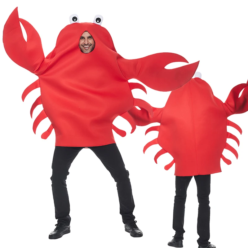 

Новое поступление, унисекс, мужской костюм с морскими животными на Хэллоуин, карнавал, нарядное платье, красный гигантский костюм краба для взрослых