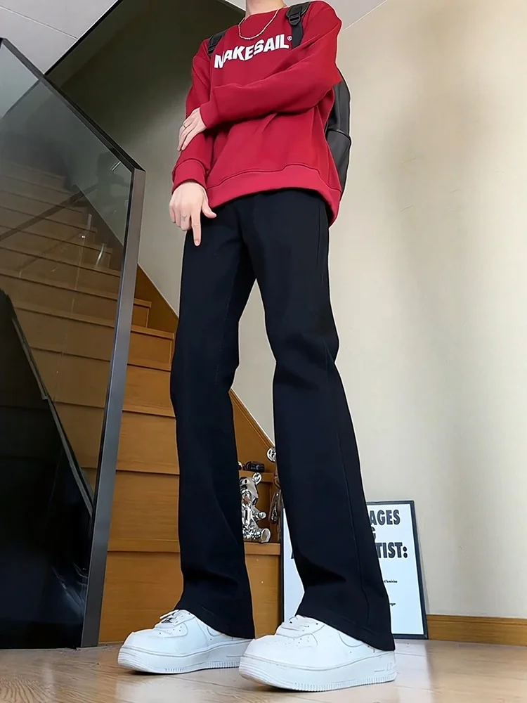 

Джинсы Cleanfit Bla Bell Bot, мужские эластичные брюки в американском стиле ретро, высокие удлиненные прямые брюки, молодежный тренд, хлопок, полиэстер...