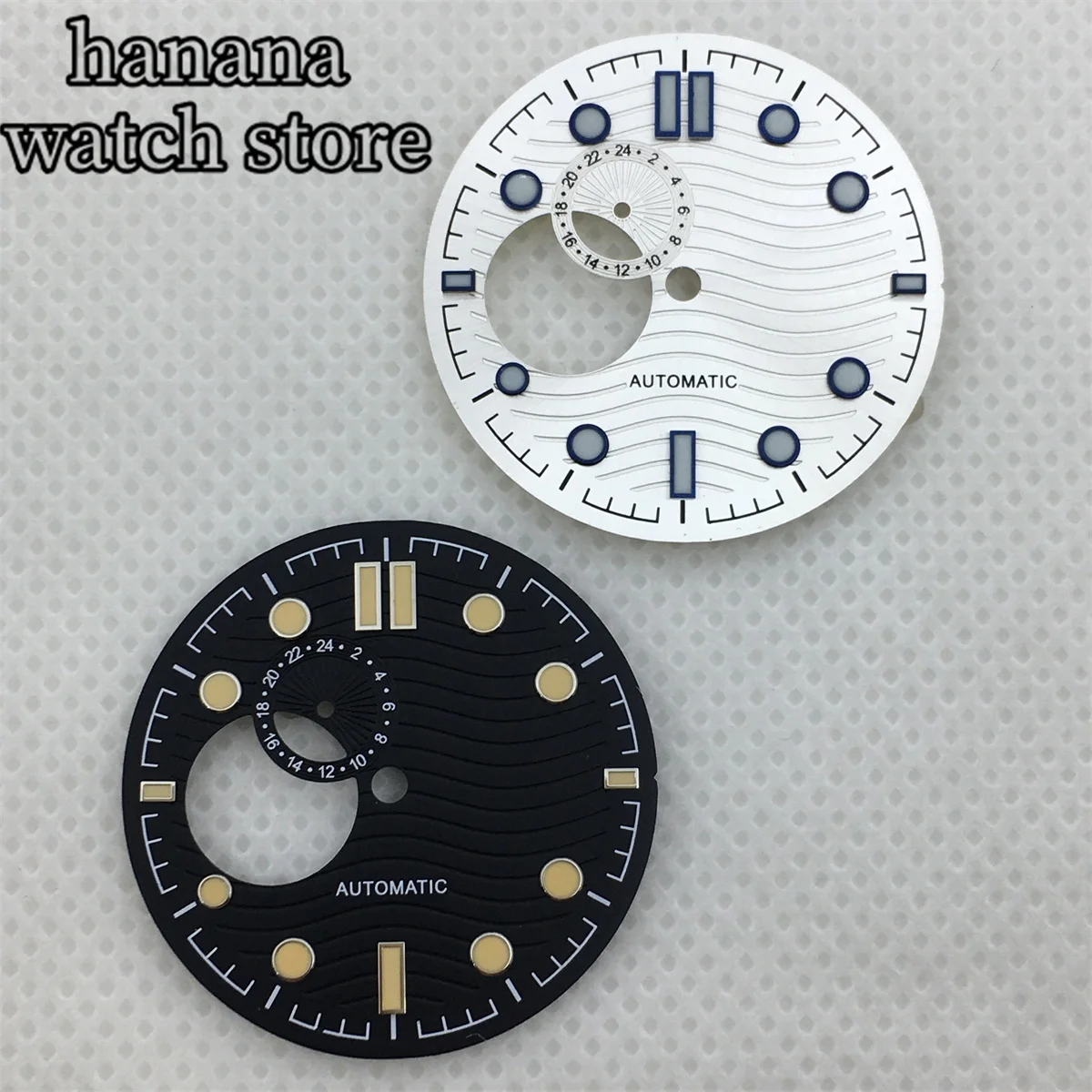 BLIGER 31 мм синий, черный, белый полый светящийся циферблат с водяным принтом для аксессуаров для часов с механизмом NH39