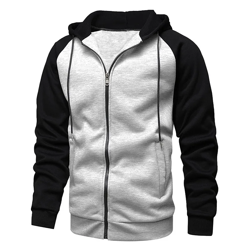 Men\'s Jacket Fashion Spliced Autumn Jackets for Men Fleece Long Sleeve Coat Man Casual Hoodies Streetwear Men\'s Coats