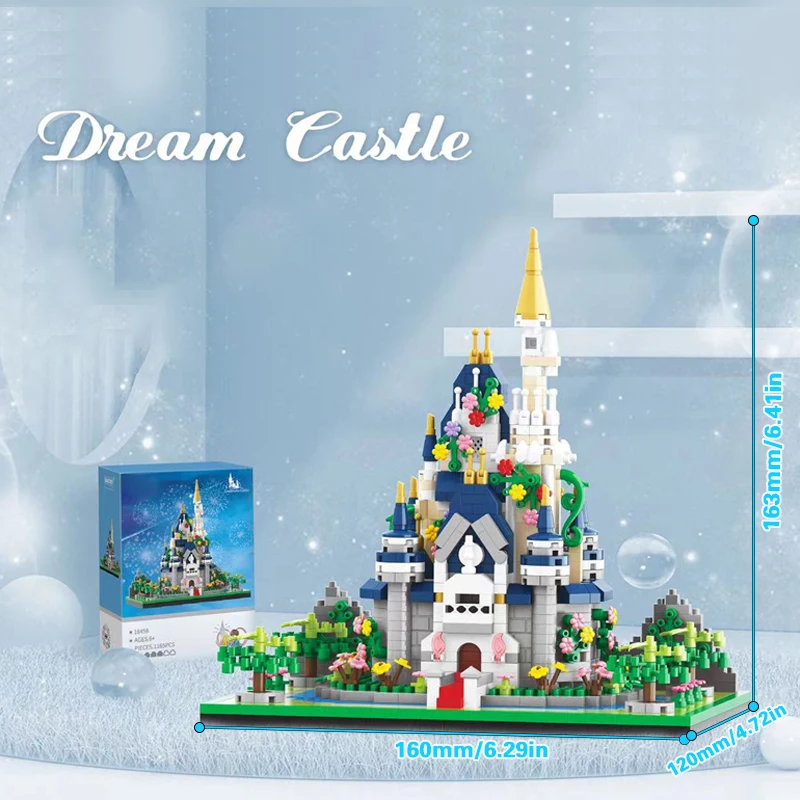 

Mini Fairy Tales Princess Castle Palace Building Blocks Model Pink Blue Church Construction Bricks Children Christmas Toys Gift