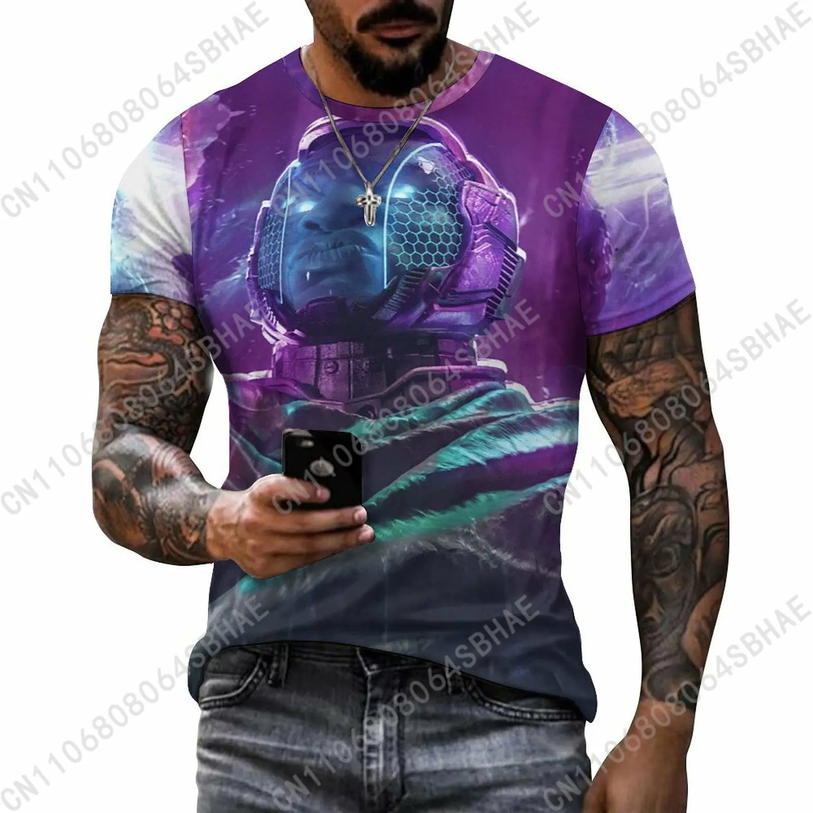 

Marvel Kang Custom Pattern Men's Cotton T-Shirt Short Sleeve Tee Men Tops Personalized Tshirt Summer Cosplay