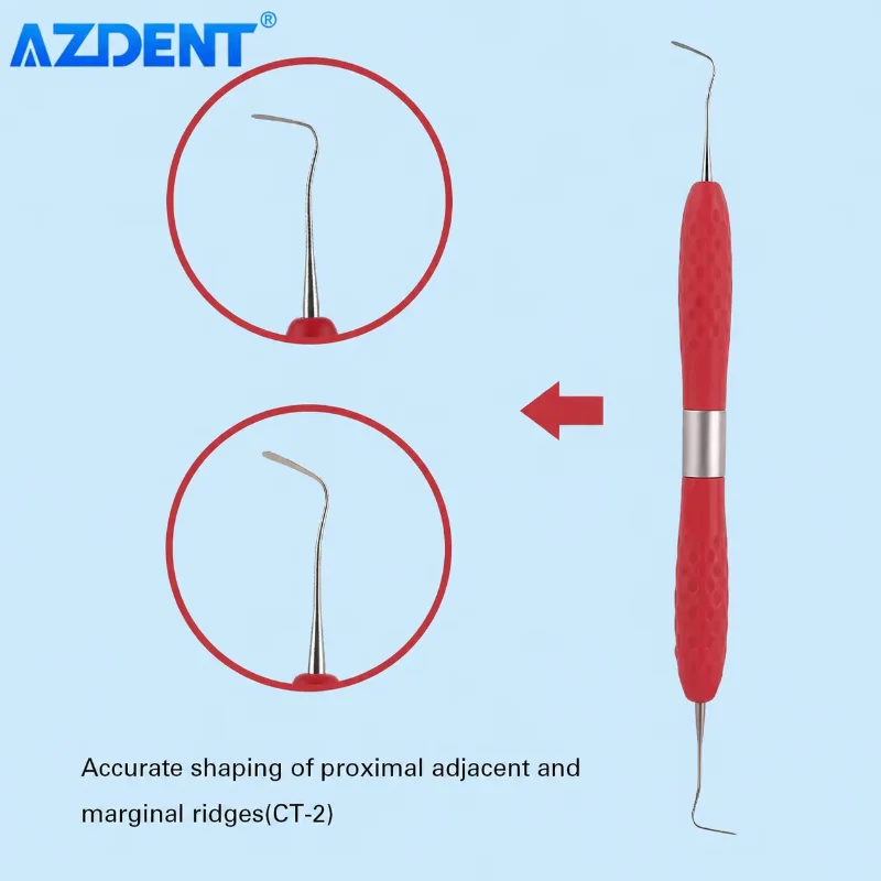 AZDENT Dental Resin Filler Restoration Knife Silicone Handle Non-Stick Reusable Composite Filling Instrument Plastic Dresser