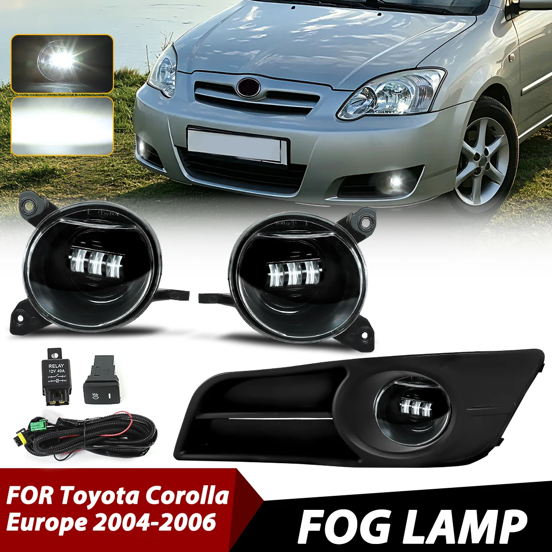 

Fog Light Kit For Toyota Corolla 2004 2005 2006 European version Front Daytime Running Light Fog Driving Light DRL Daylight 12V