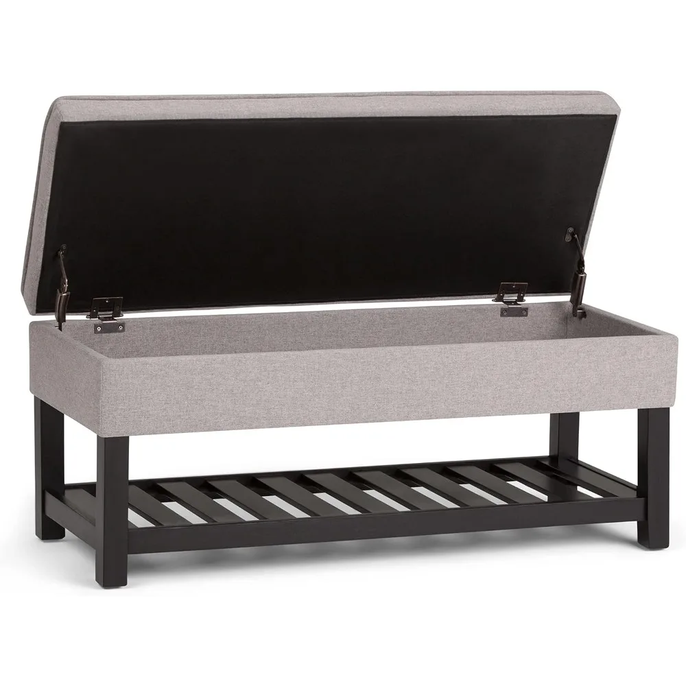 نمط كوزموبوليتان الانتقالي 44 مقعد عثماني للتخزين مستطيل من نسيج الكتان ذو المظهر الرمادي السحابي