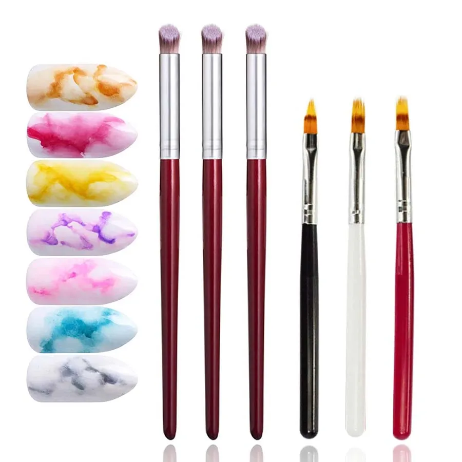 3/6 個のオンブレ ネイル アート ブラシ セット - アクリルネイル用 UV ジェル グラデーション ブラシ |   プロのDIY＆サロン用マニキュアツール