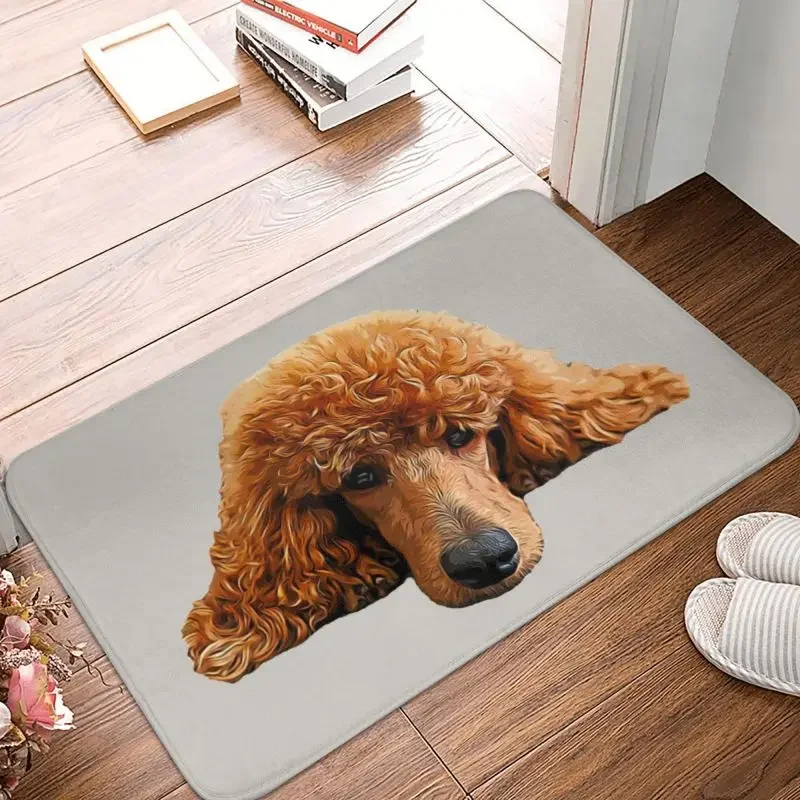 Kawaii Poodle Head Front Door Mat Anti-Slip Outdoor Quick Dry Cute Puppy Dog Doormat Living Room Entrance Rug Carpet