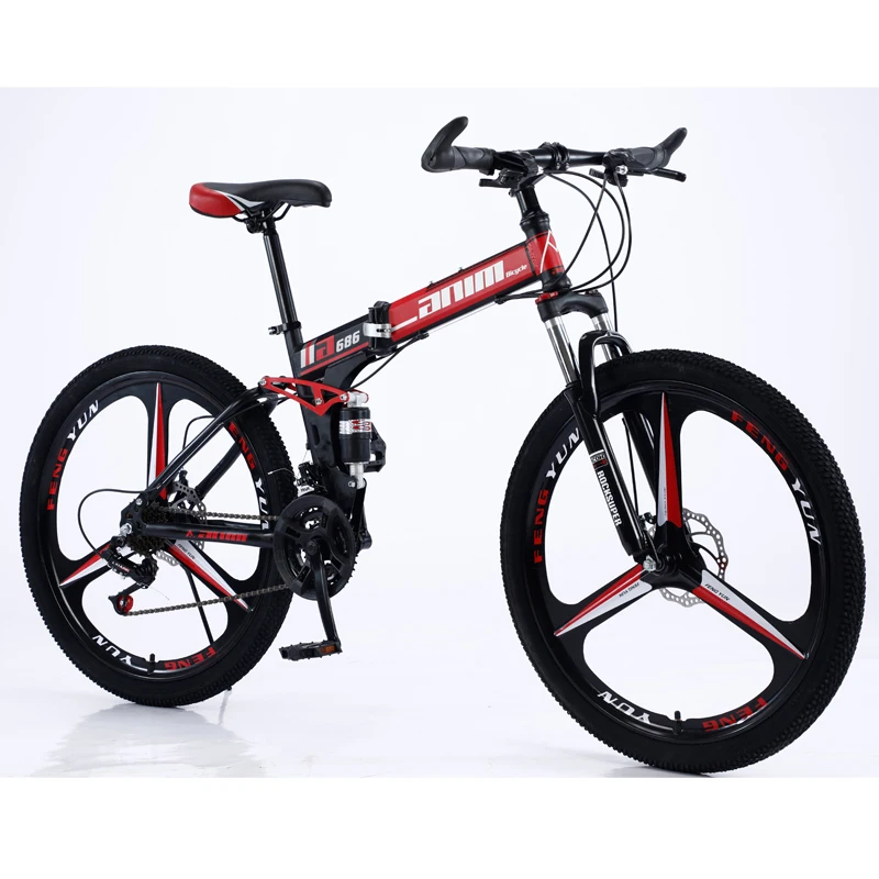 Carbon Steel Folding Road Bike 26 Inch Foldable Mountain  Bicycles For Adults