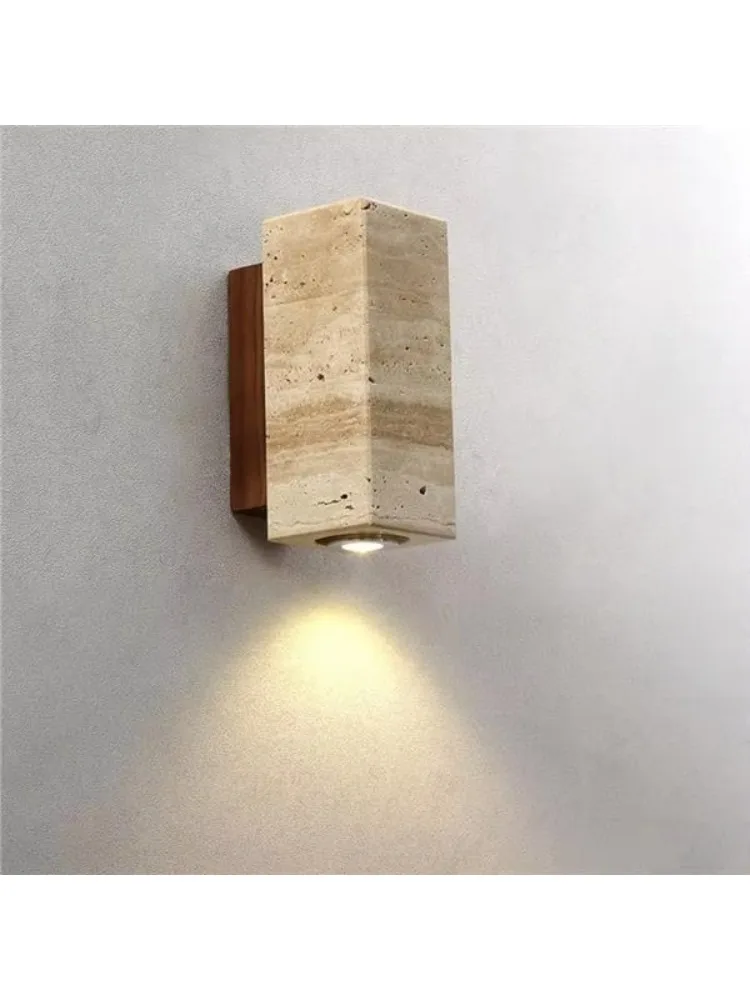 Japanese Style Light Emitting Diode Wall Light Creative Simple Interior Travertine Yellow