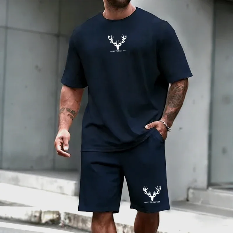 Summer Hot Sale Men's Set High Quality Cotton T-shirt and Sports Shorts Urban Casual Fashion Short Sleeve Outfit Male Tees Suit - Image 6