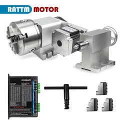 Nema34 Stepper Motor Fourth 4th Axis  4:1 CNC Router Rotational Axis Engraving Machine 3/4jaw K11 K12 130mm Chuck