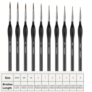 10 peças pincel de pintura de detalhes finos kit de pincéis de pintura em miniatura mini conjunto de pincéis para acrílico, aquarela, óleo, rosto, unhas 8 principais vendas pinceis tinta acrilica - №8