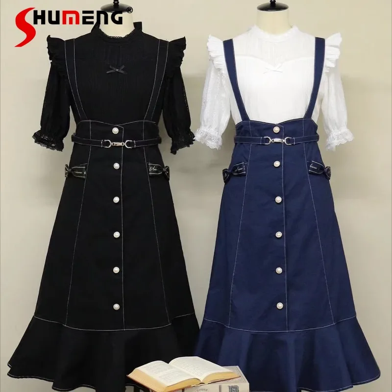 

Летняя красивая японская блузка в стиле Лолита с кружевом, милая, с коротким рукавом, круглым вырезом, кружевными вставками и волнистым краем, в стиле ретро