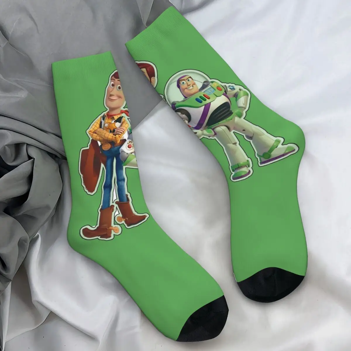 Calcetines Buzz Lightyear Woody Toy Story para hombre y mujer, medias divertidas de invierno suaves y transpirables, calcetines antideslizantes con gráficos para exteriores