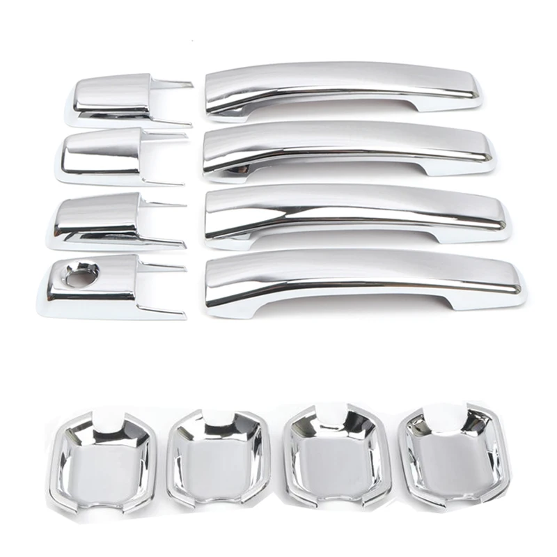 For Mitsubishi Pajero V80 V93 V95 V97 V98 2007-2021 Chrome Exterior Door Handles & Handles Bowls Frame Cover Trim Car Styling