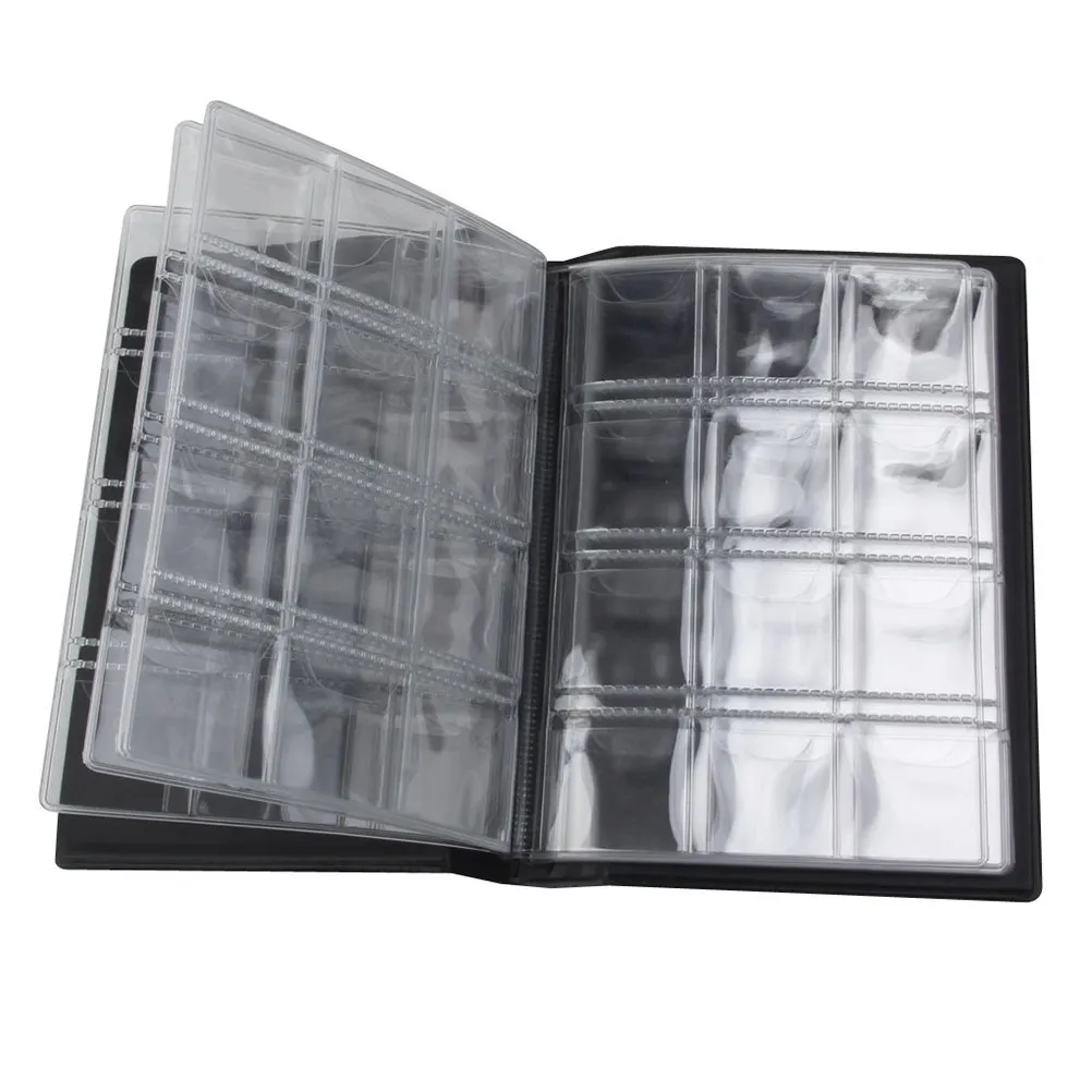 120 Pocket Coin Collectors Album Jasper Color PU Cover Portable Small Storage Book for Coins Caps Tokens Medallions Badges