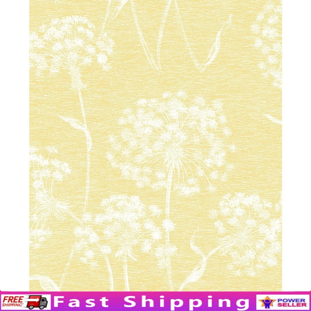 

Ярко-желтые нетканые обои с одуванчиком, моющиеся, съемные, с ботаническим узором, без обложки, 20,5 x 33 фута, 56,4 кв. фута