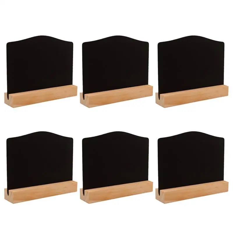 6pcs Double-sided Mini Blackboard Wooden Message Board Decorative Chalkboard for Shop Bar Coffee House (Small Size Board with Ba