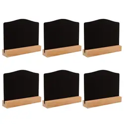 6pcs Double-sided Mini Blackboard Wooden Message Board Decorative Chalkboard for Shop Bar Coffee House (Small Size Board with Ba