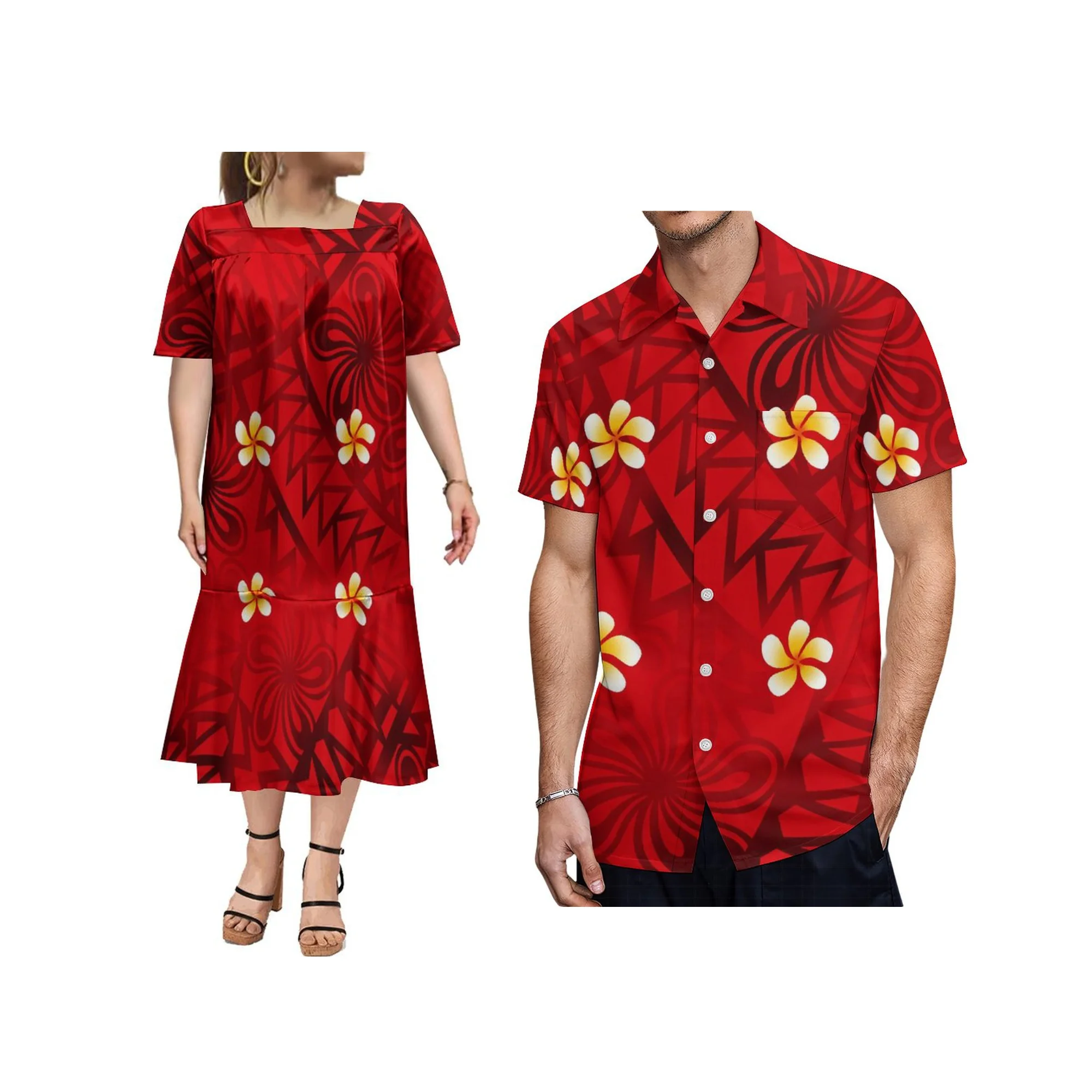 Robe Mumu personnalisée pour femme, jupe en queue de poisson, chemise à manches courtes pour couple, été