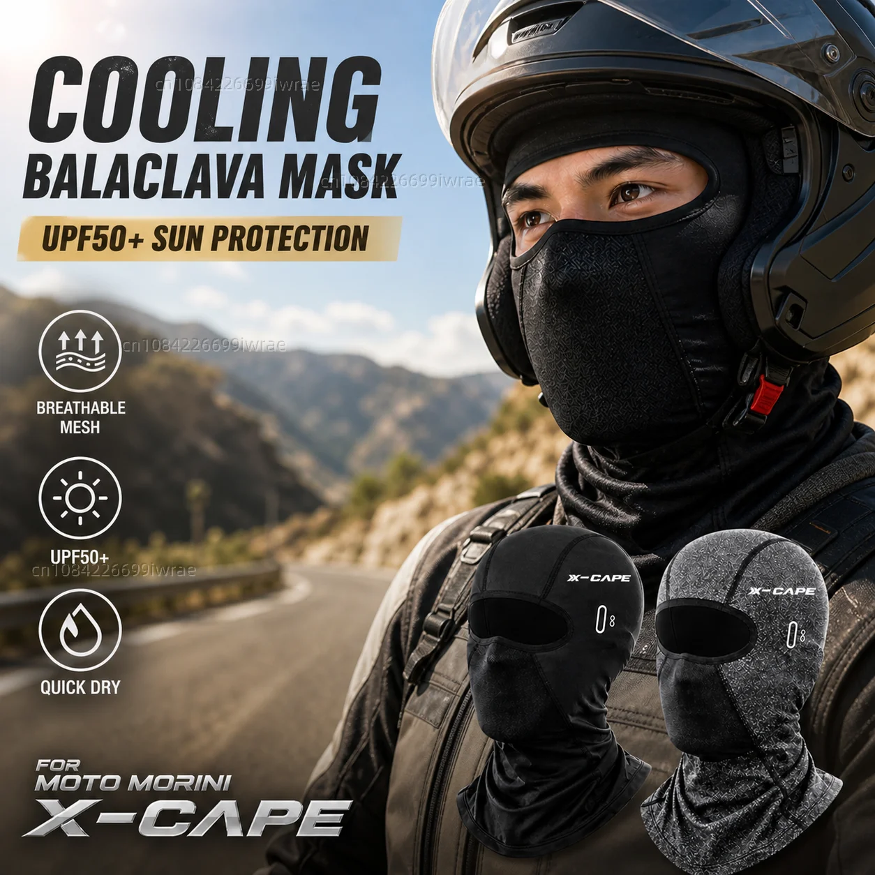 Cooling Motorcycle Balaclava Mask UPF50+ UV Protection Breathable Face Cover Summer For Moto Morini X-Cape 650 650X 2023 2022