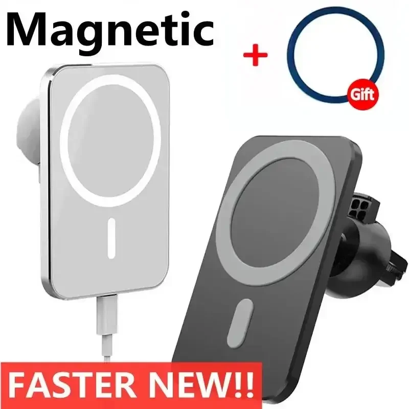 Cargador inalámbrico magnético para coche, soporte de teléfono con ventilación de aire, carga rápida, Macsafe, iPhone 12, 13, 14, 15 Pro Max, Mini