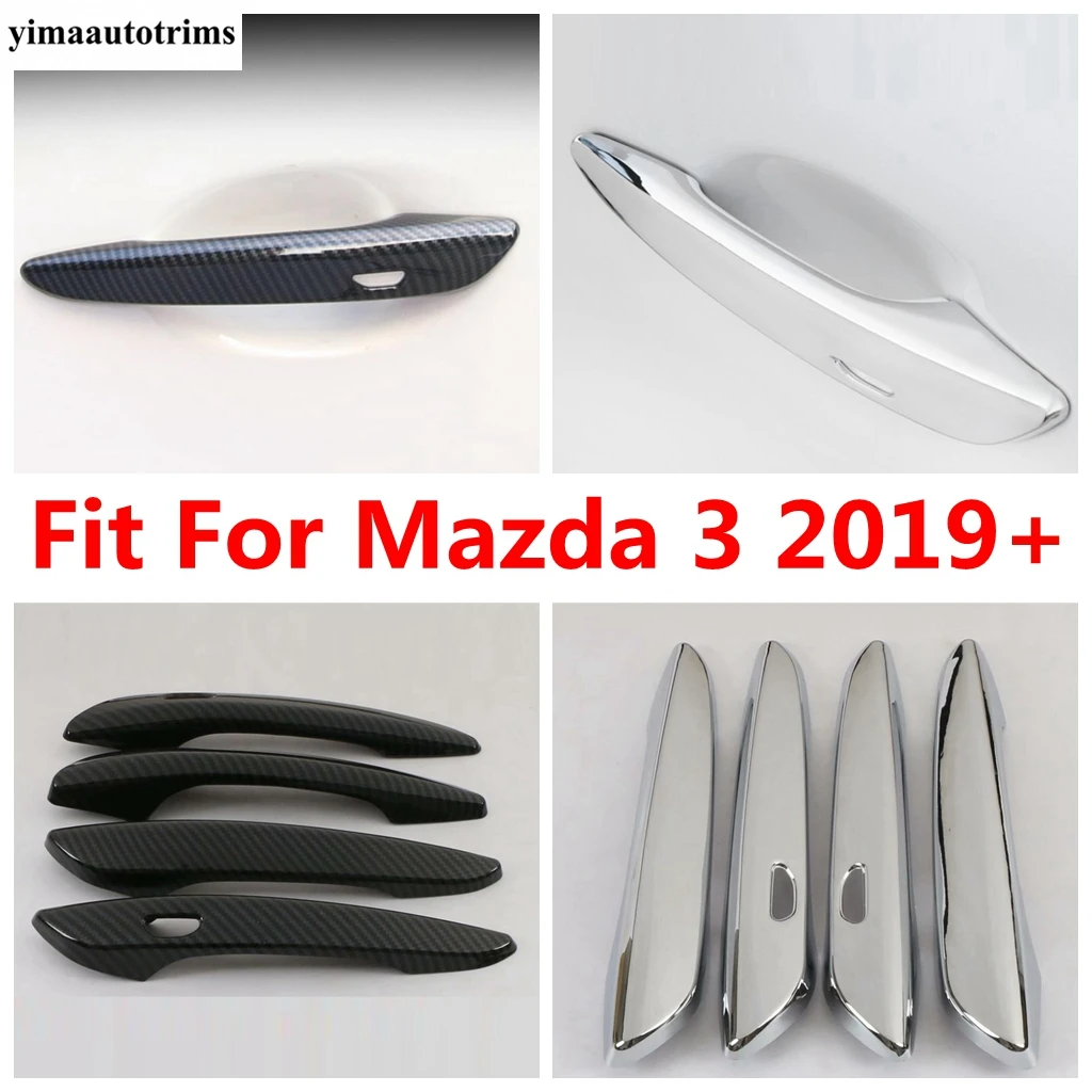 

Car Door Handle Decoration Protection Cover Trim For Mazda 3 2019 - 2023 ABS Chrome / Carbon Fiber Look Accessories Exterior Kit