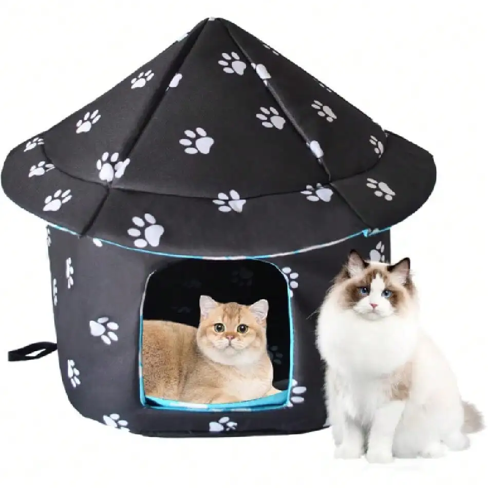 

Cat Bed Weatherproof Foldable Kitten House Warm Pet Cave For Outdoor Insulated Waterproof Thicken Tent Beds