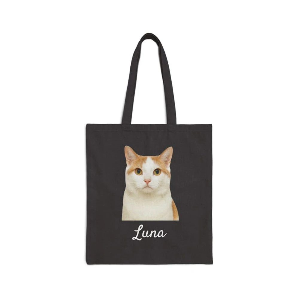 

Canvas Tote Bag Custom Pet Portrait Dog Face Print Large Capacity Reusable Grocery Bag Durable Canvas Carryall For Animal Lovers