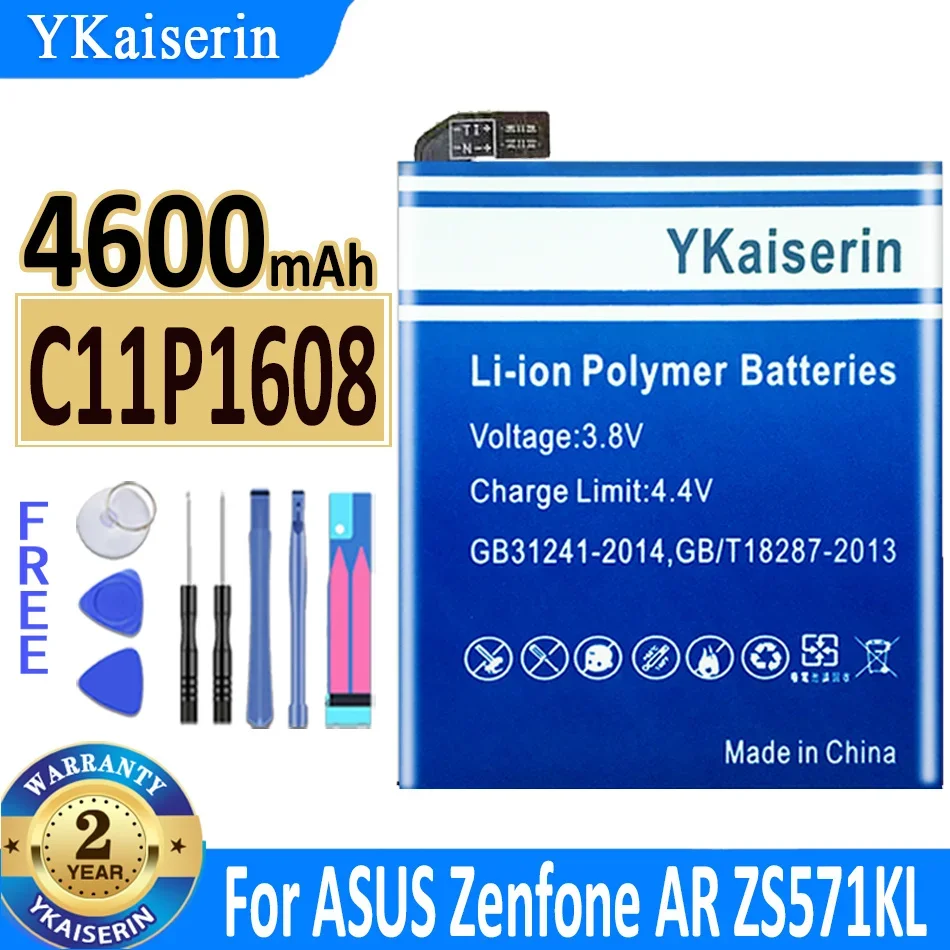 

Аккумулятор ykaisсеребрин C11P1608 4600 мАч для телефона ASUS Zenfone AR ZS571KL A002 A002A, новый продукт, высококачественный аккумулятор, Бесплатные инструменты