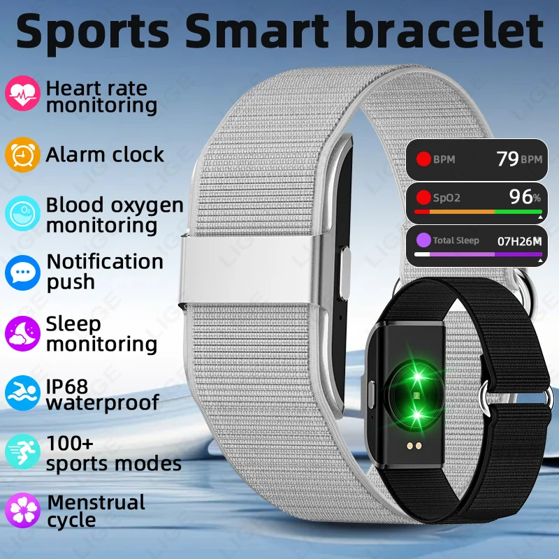 

Смарт-браслет LIGE New Sports для мужчин и женщин: измерение уровня кислорода в крови, HRV, отслеживание стресса, фитнес-трекер, шагомер, напоминания о сообщениях, IP68.