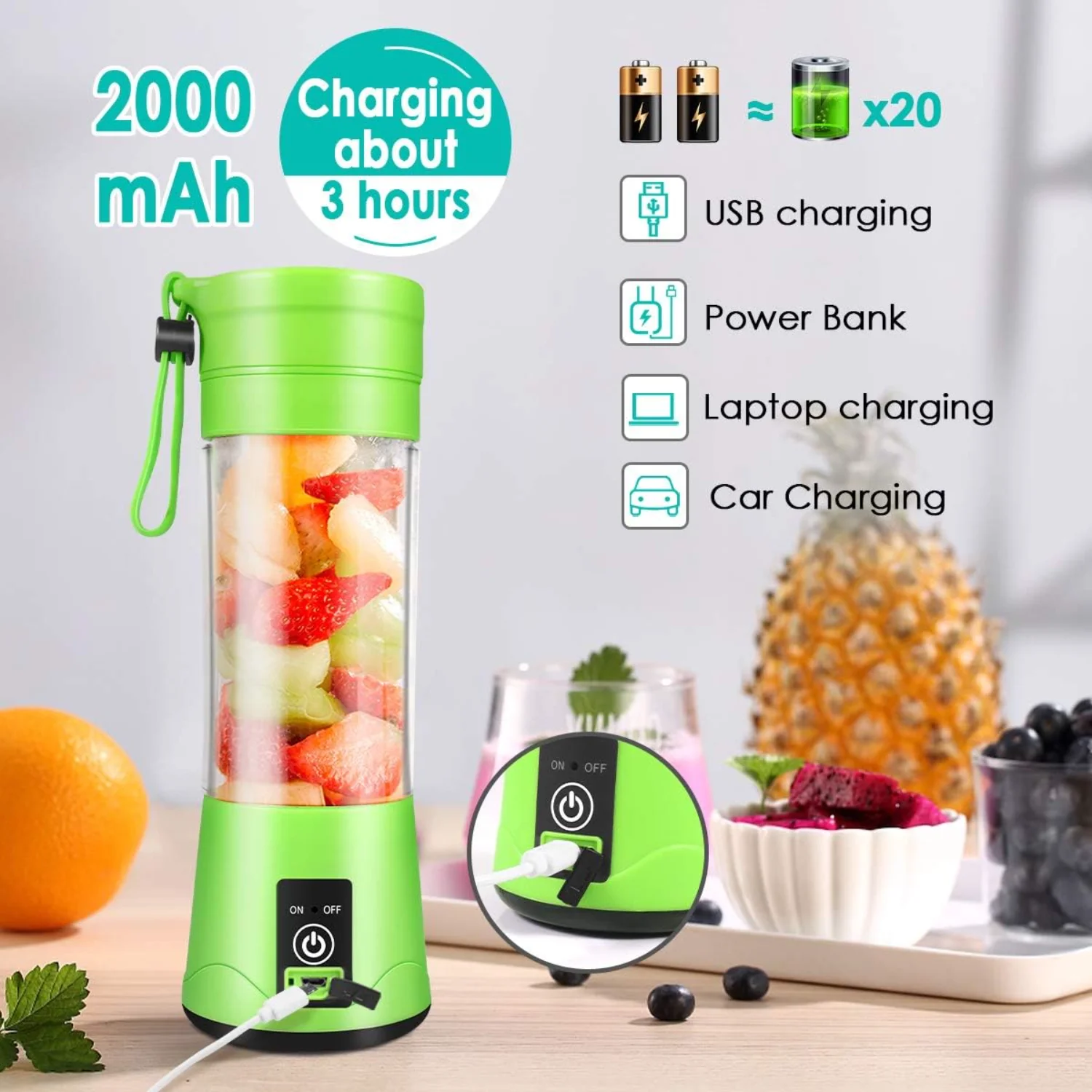 Portable Blender, Personal Blender with USB Rechargeable Mini Fruit Juice Mixer,Personal Size Blender for Smoothies and Shakes M