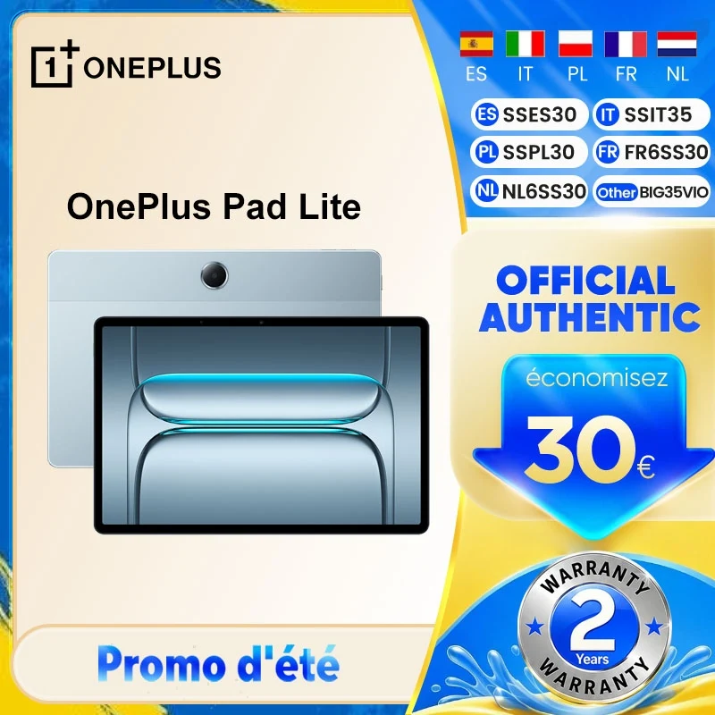 Tablette OnePlus Pad Lite 11 pouces, écran 90 Hz avec protection oculaire, batterie super grande capacité 9340 mAh, MediaTek Helio G100